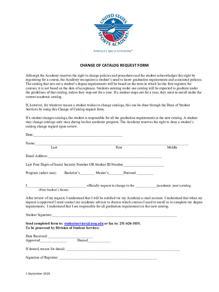 Fillable Online Change of Catalog Form Fax Email Print pdfFiller