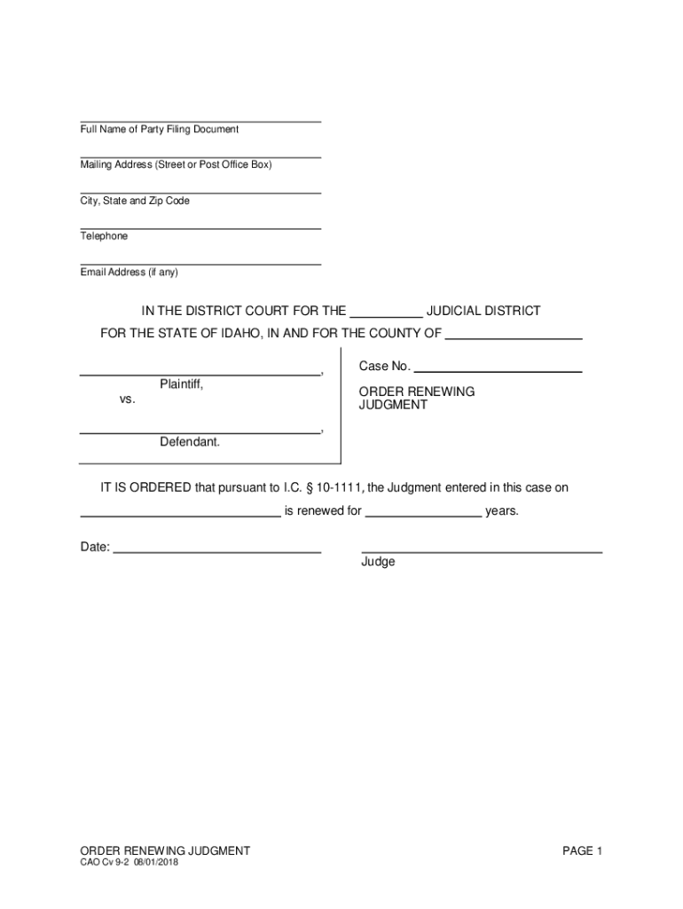 Fillable Online courtselfhelp idaho NOTICE OF HEARING PAGE 1 - Idaho ...