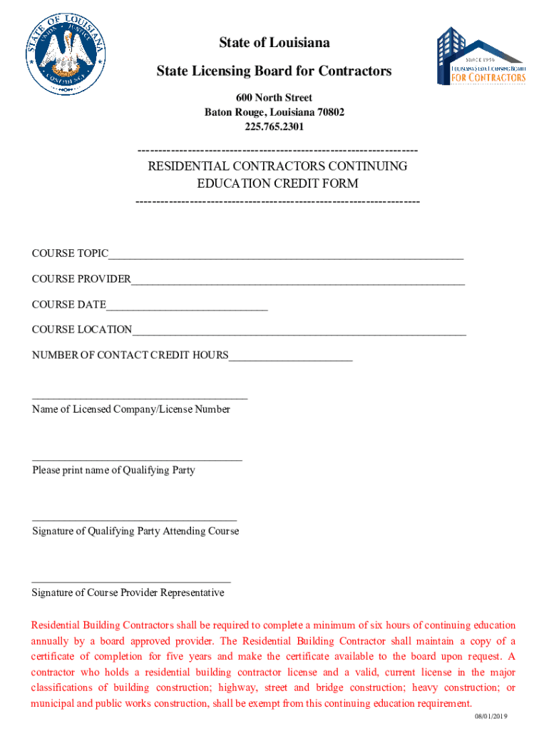 Fillable Online lslbc louisiana Louisiana State Licensing Board for