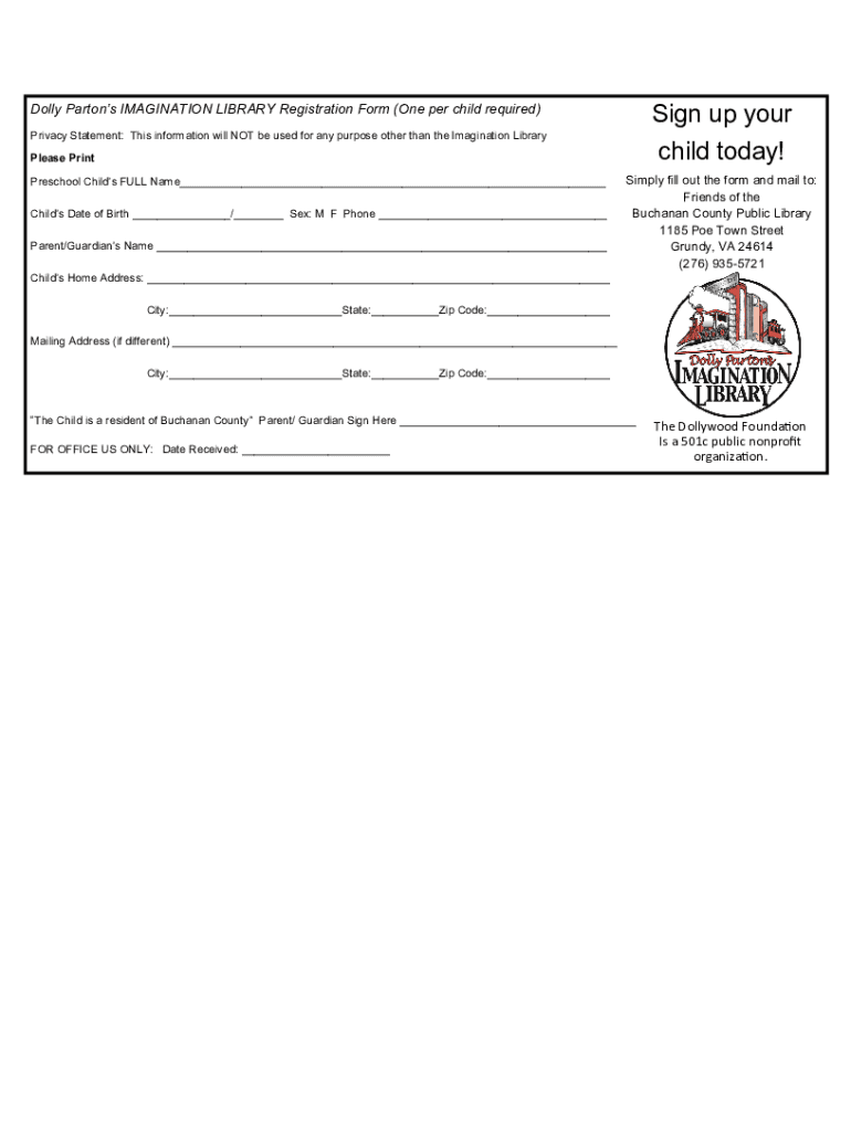 Fillable Online Get Free Books With Dolly Parton's Imagination Library