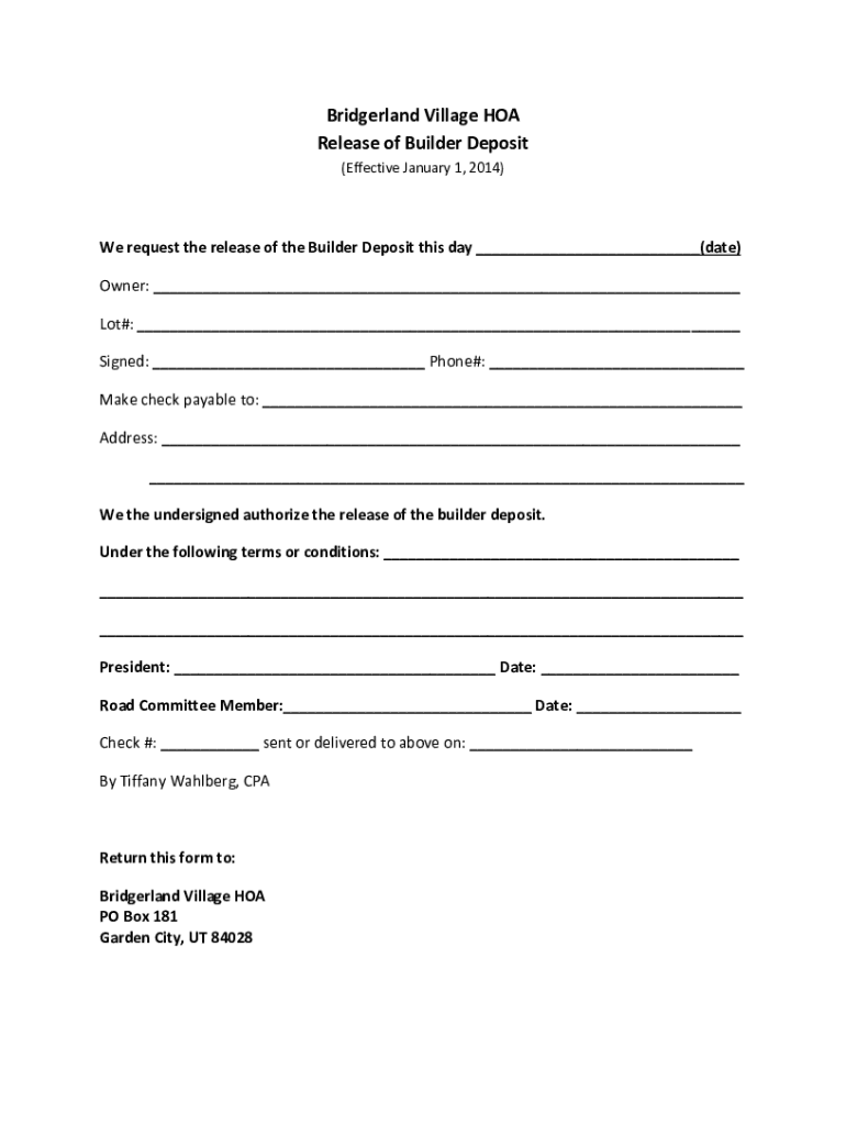 Bridgerland Village Hoa Fill Online, Printable, Fillable, Blank