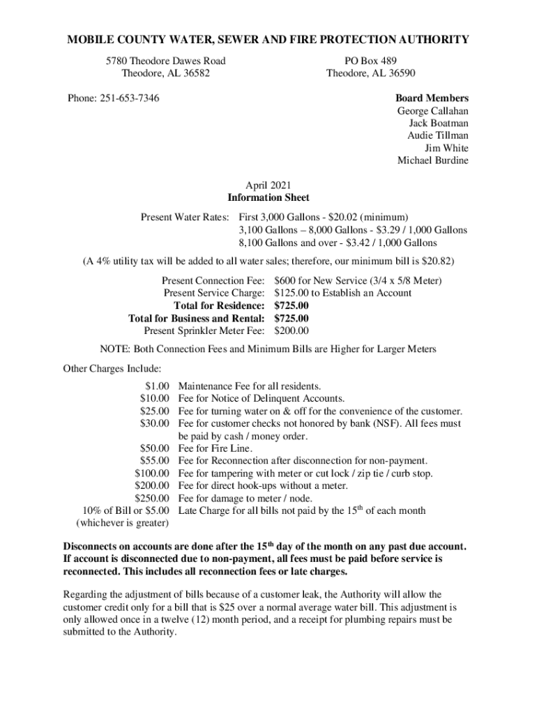 Fillable Online Mobile County Water, Sewer and Fire Protection