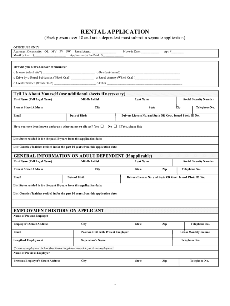 Fillable Online Does Everyone Living in an Apartment Have to Be on the