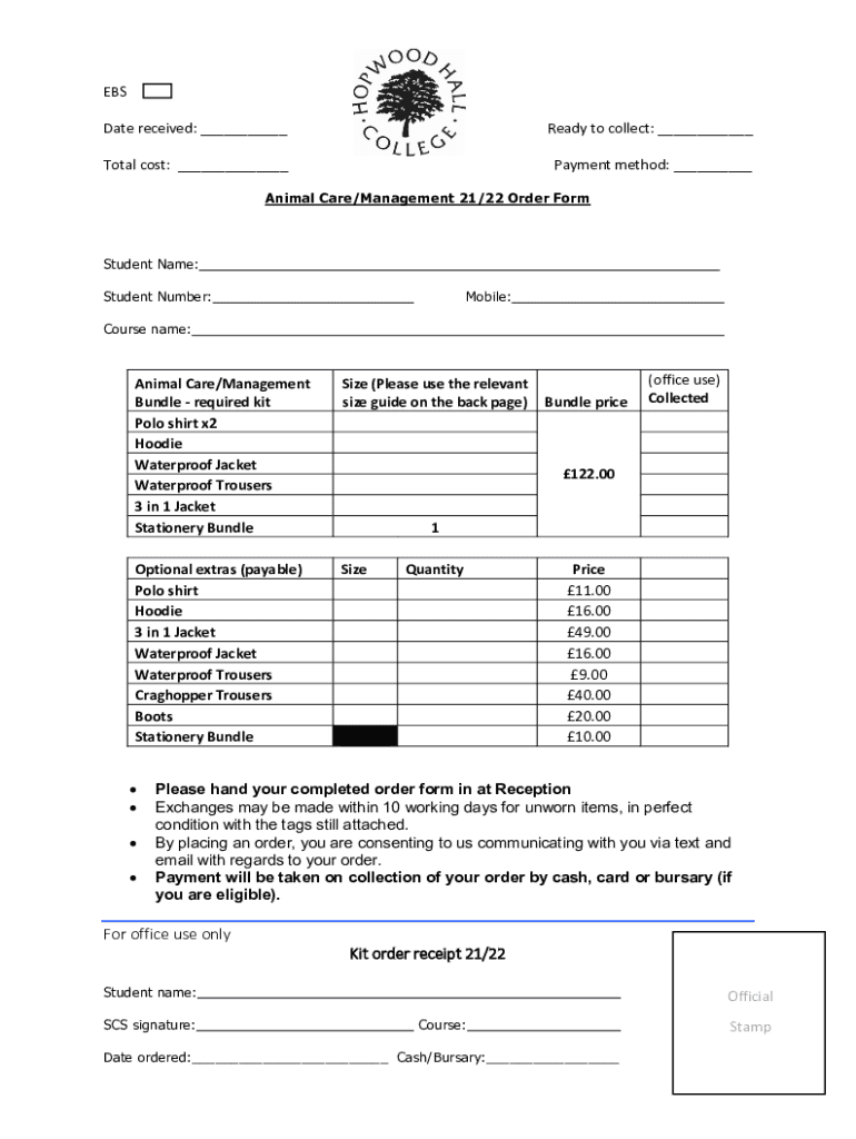 Fillable Online Animal Care/Management 21/22 Order Form Fax Email Print
