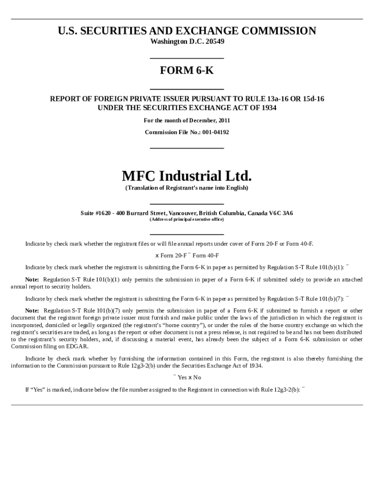 MFC Industrial Ltd. (. EDGAR Online Pro Doc Template pdfFiller