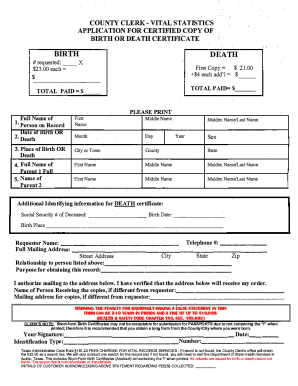 Fillable Online Vital Records Arkansas Birth Certificate FormLife ...