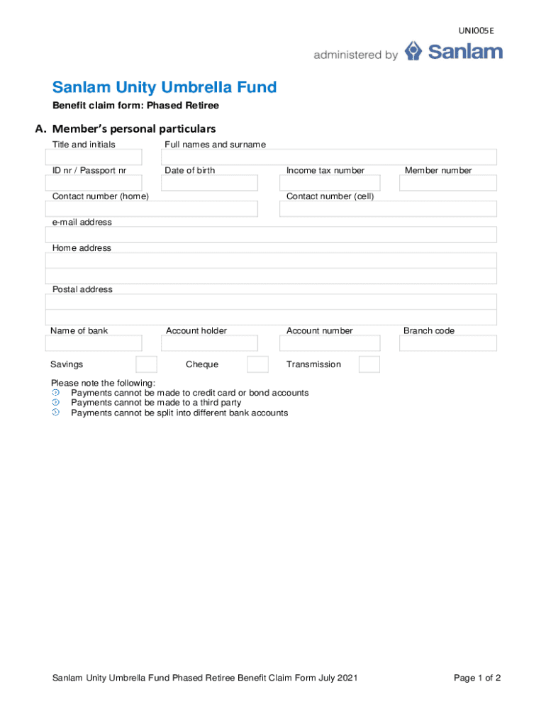 Fillable Online Withdrawal and Retirement benefit claim form Employed