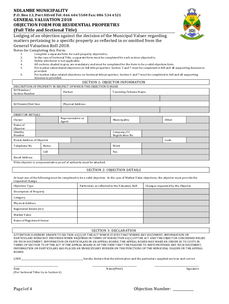 fillable-online-ndlambe-gov-residential-objection-form-1-fax-email