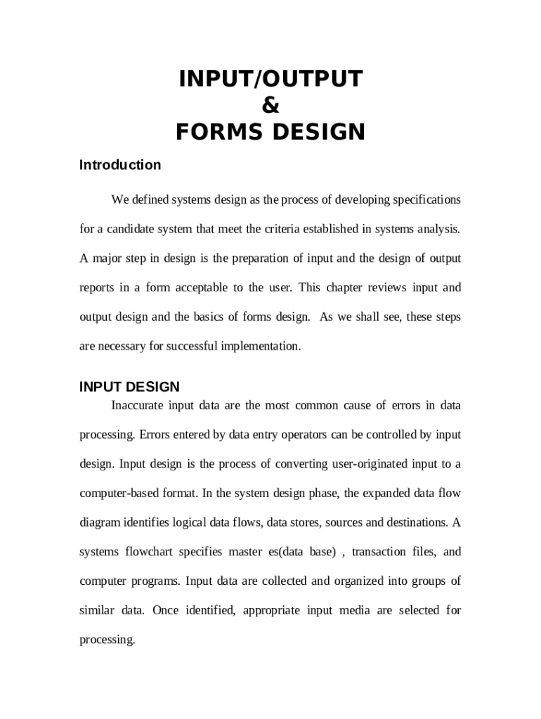Input/output & s design Doc Template | pdfFiller