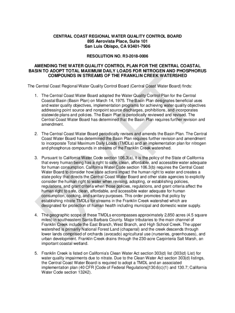 Fillable Online Water Quality Control Plan Central Coastal Basin Fax Email Print pdfFiller