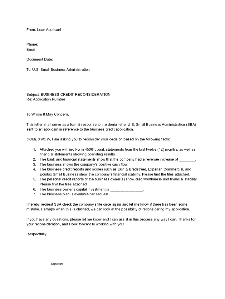 How To Write A Letter Of Reconsideration Sba Onvacationswall