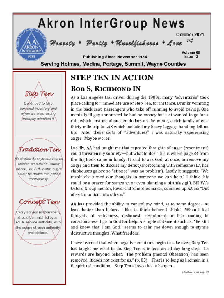 Fillable Online Akron Area Intergroup Council of