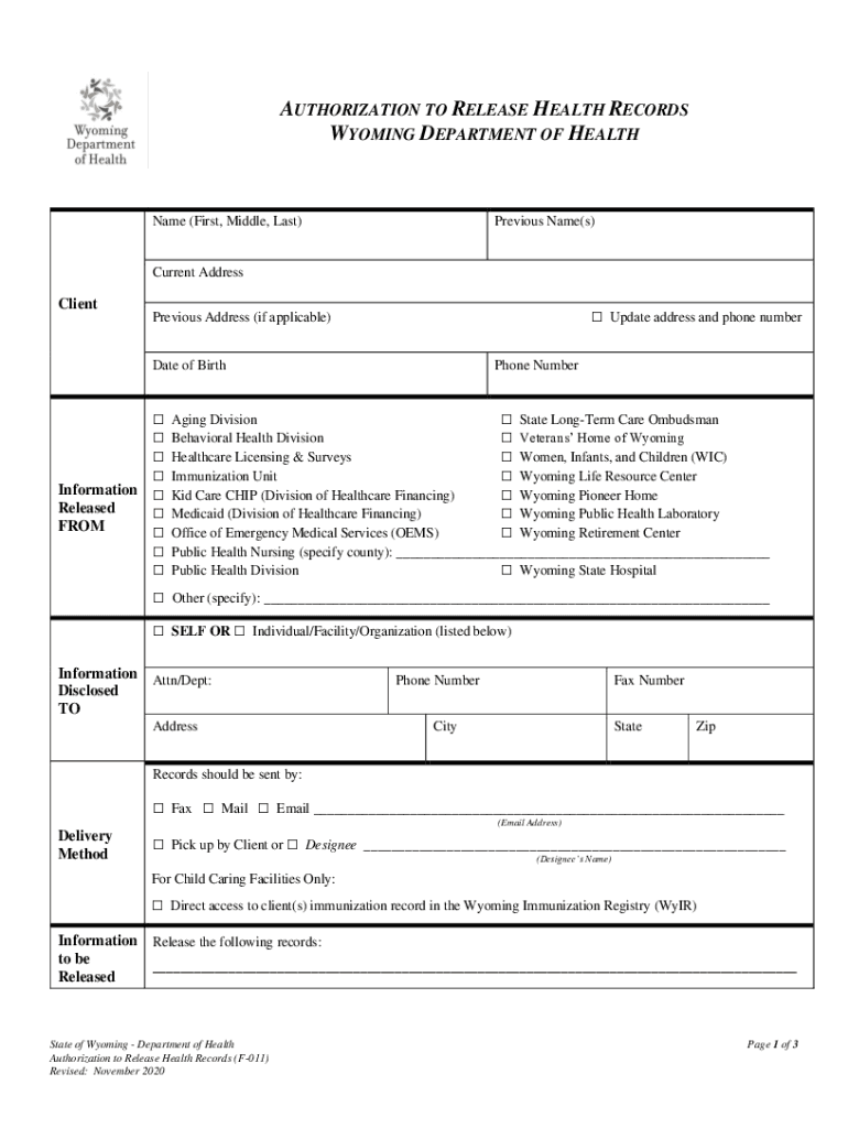 wyoming health records Preview on Page 1