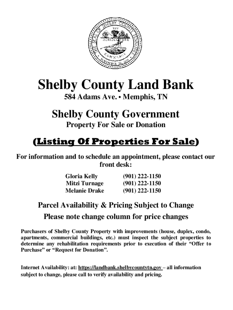 Fillable Online HOW IT WORKS Shelby County Land Bank Fax Email Print
