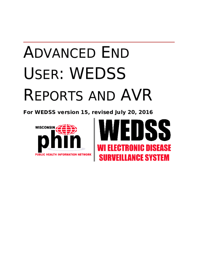 Reports in WEDSS Wisconsin Department of Health Services Doc Template pdfFiller