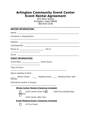Arlington Community Event Center Event Rental Agreement ...