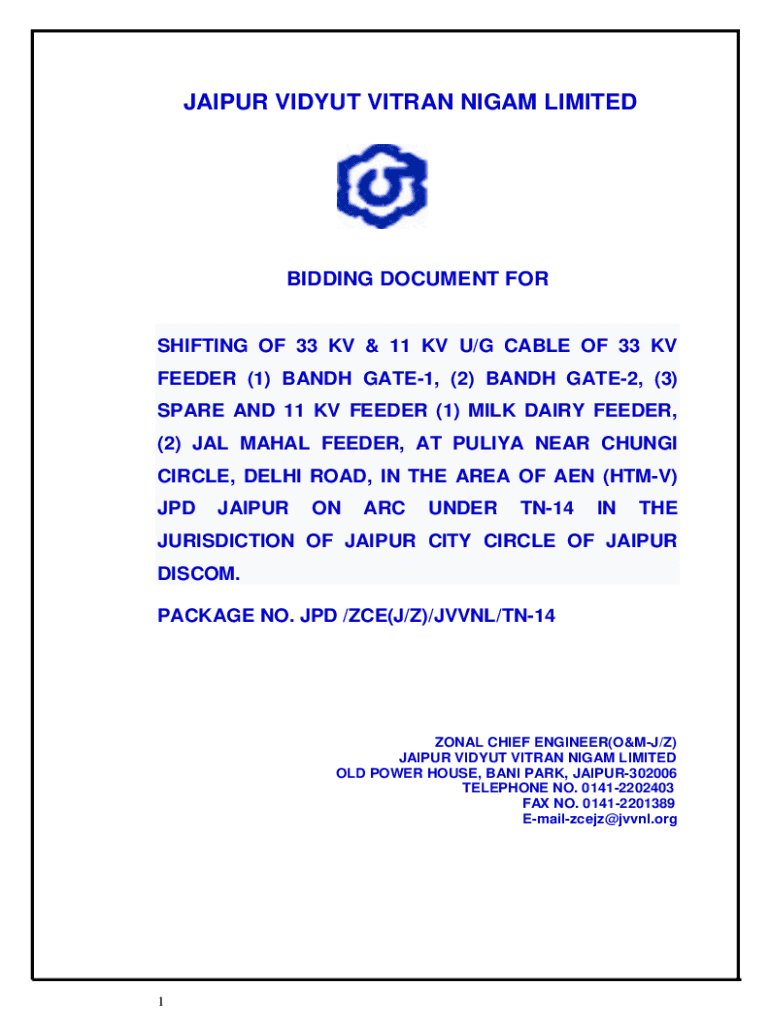 Fillable Online BIDDING DOCUMENT for Jaipur Vidyut Vitran Nigam