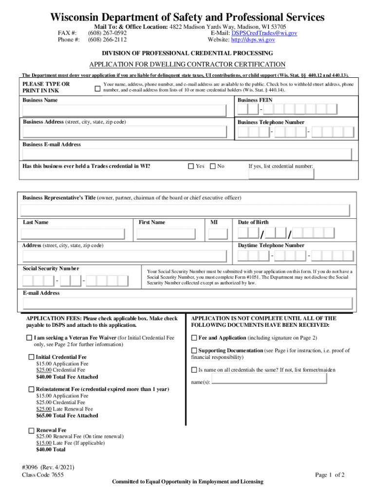 wisconsin dwelling safety professional services Preview on Page 1