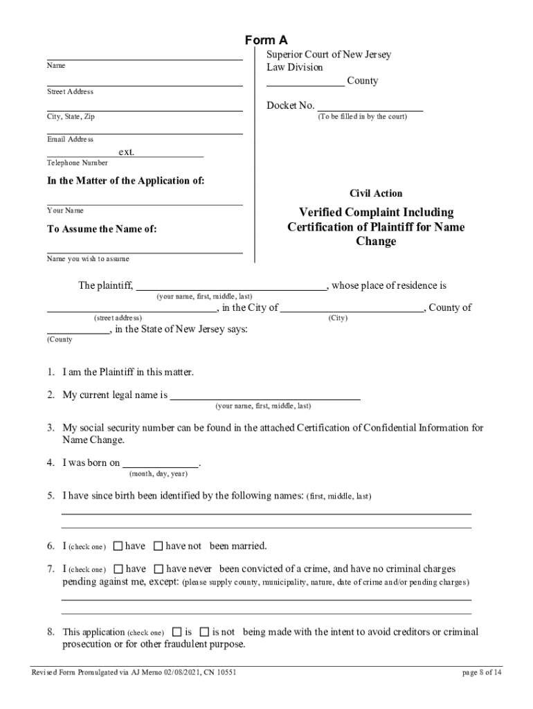 njcourts forms10552namechgfamilyHow to Ask the Court to Change a Name in the Chancery Preview on Page 1