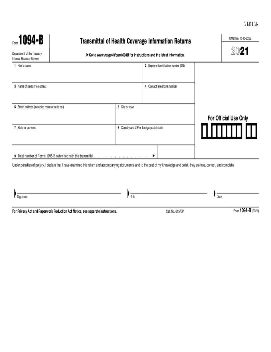 Fill Form 1094 B Provisions
