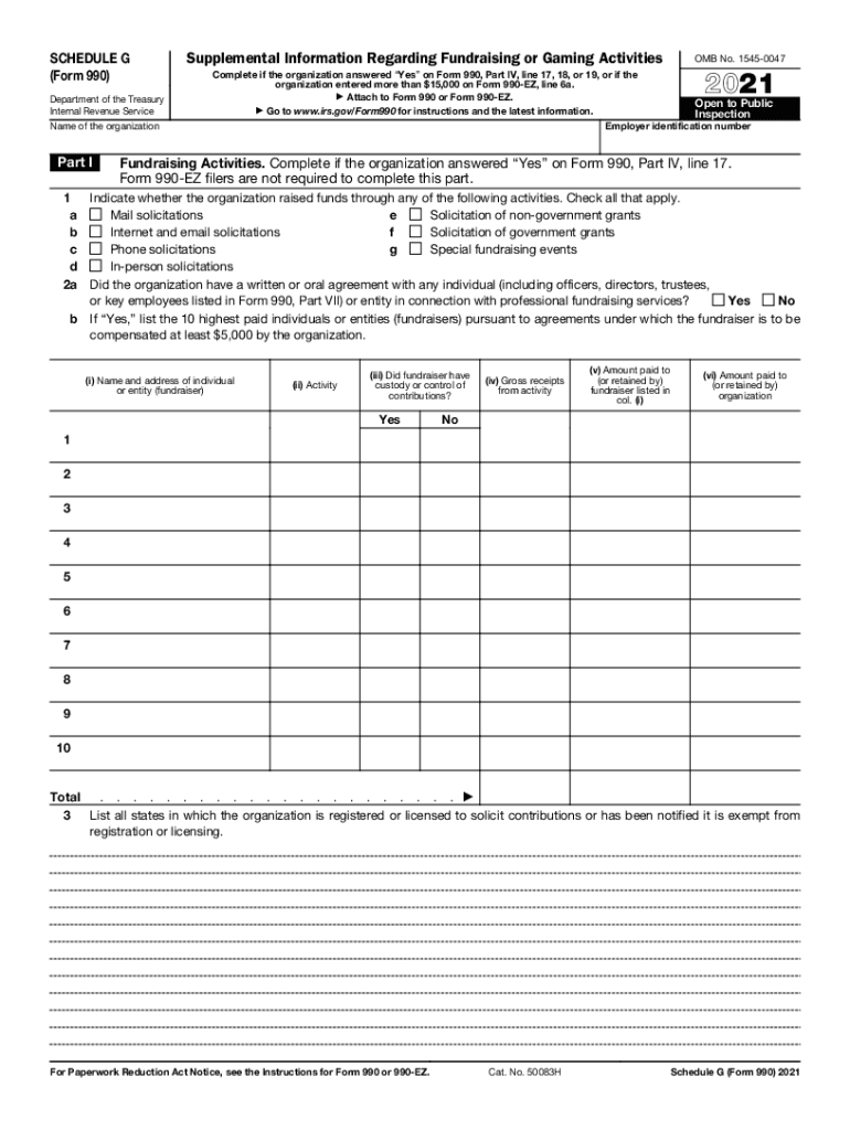 2021 990 schedule g Preview on Page 1