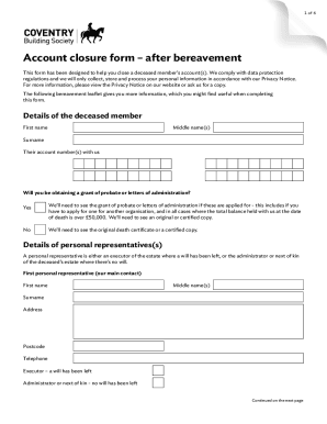 Account Closure Form – After Bereavement