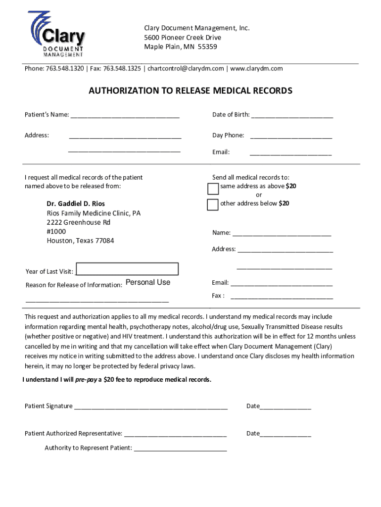 Fillable Online PDF AUTHORIZATION TO RELEASE MEDICAL RECORDS Eastern