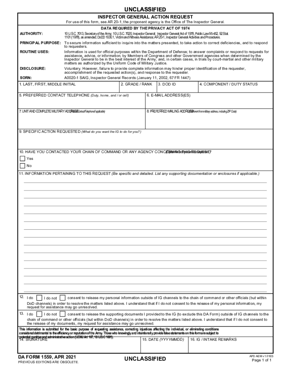 Da Form 1559 - Fill And Sign Printable Template Online
