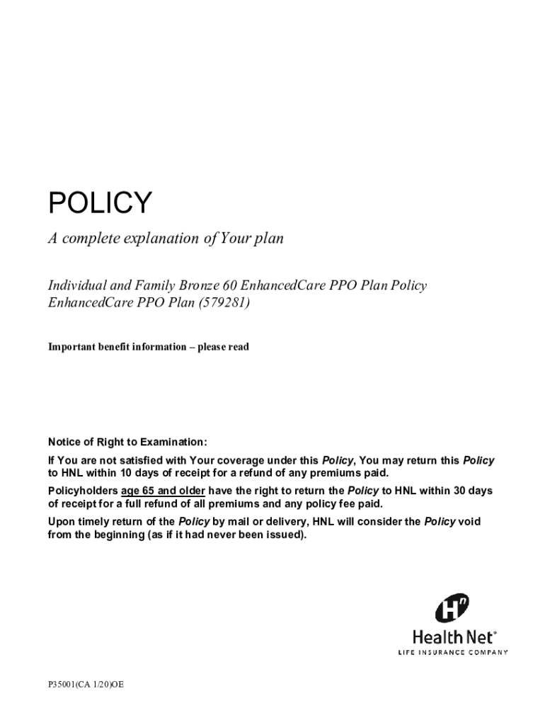 Fillable Online POLICY A complete explanation of Your plan. Individual