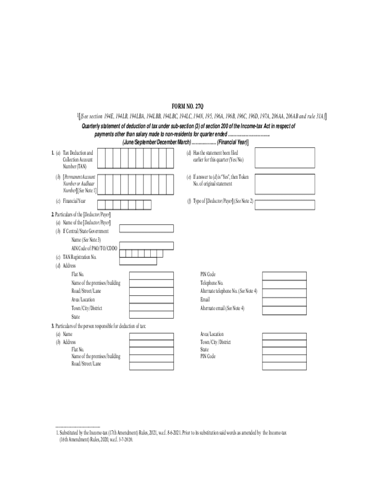 incometaxindia inFormsIncome-Tax RulesFORM NO 27Q See section 194E, 194LB, 194LBA, 194LBB, 194LBC Preview on Page 1