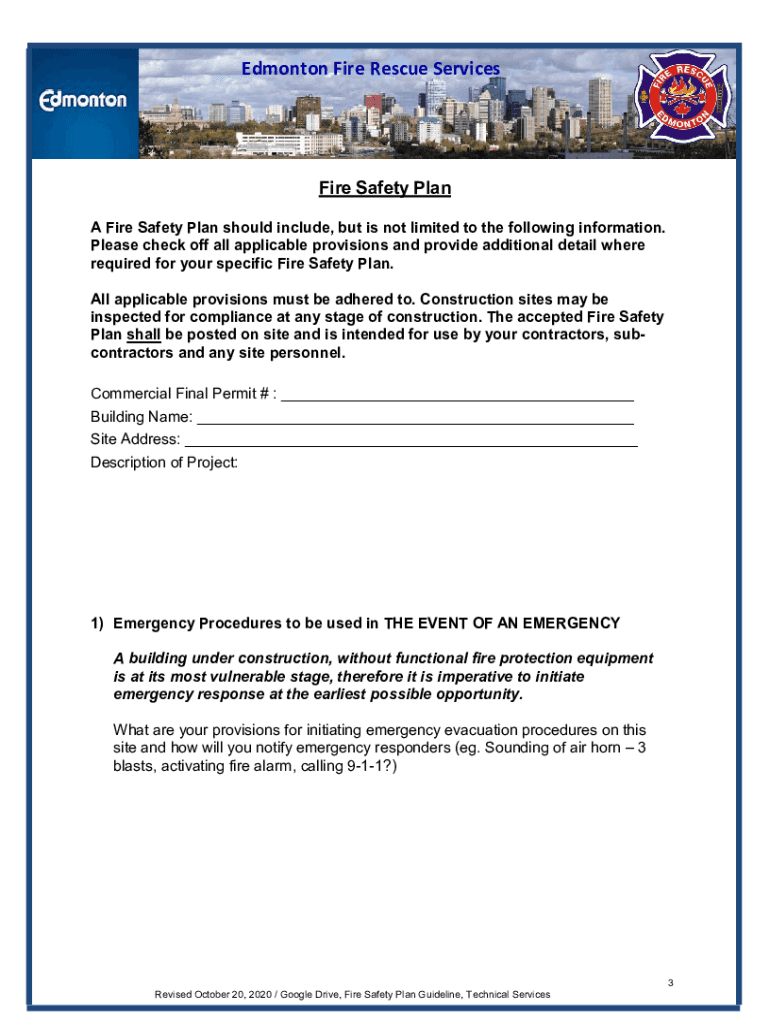 Construction Site Fire Safety Plan Template PDF Form Fire Safety Plan For Construction, Renovation a Preview on Page 1