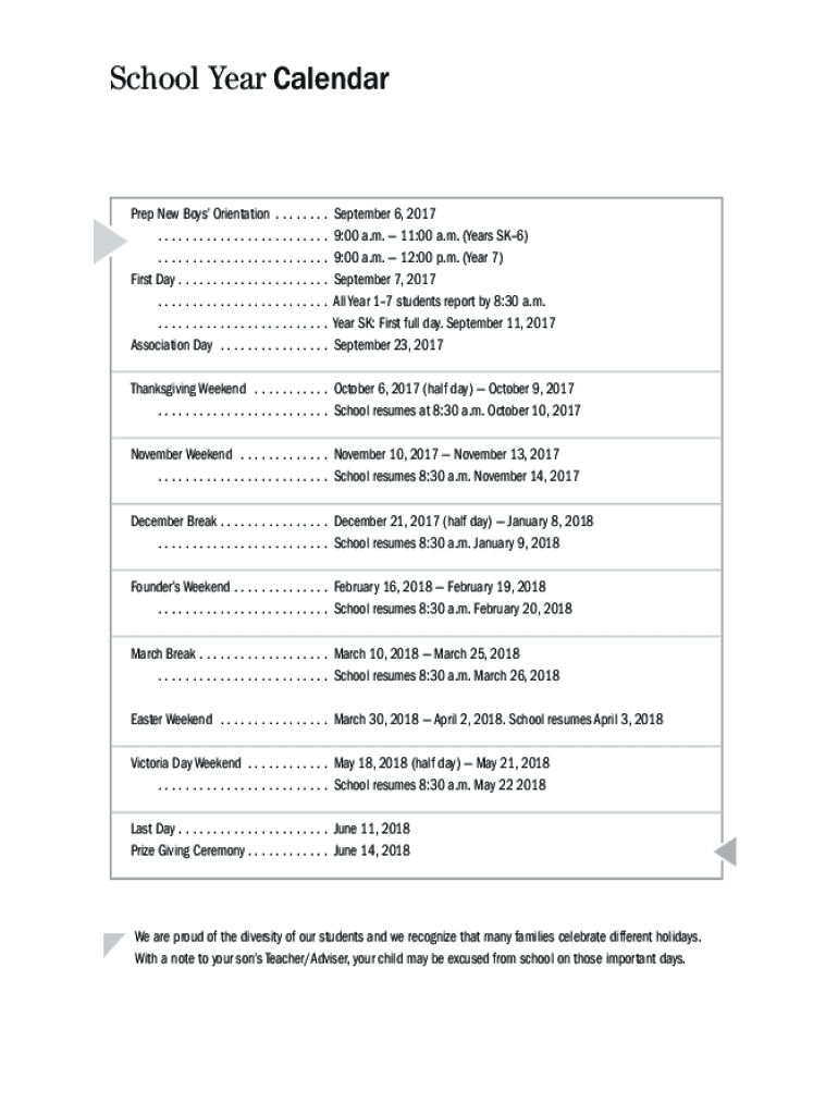 Fillable Online parents ucc on School Calendar Cathedral Preparatory