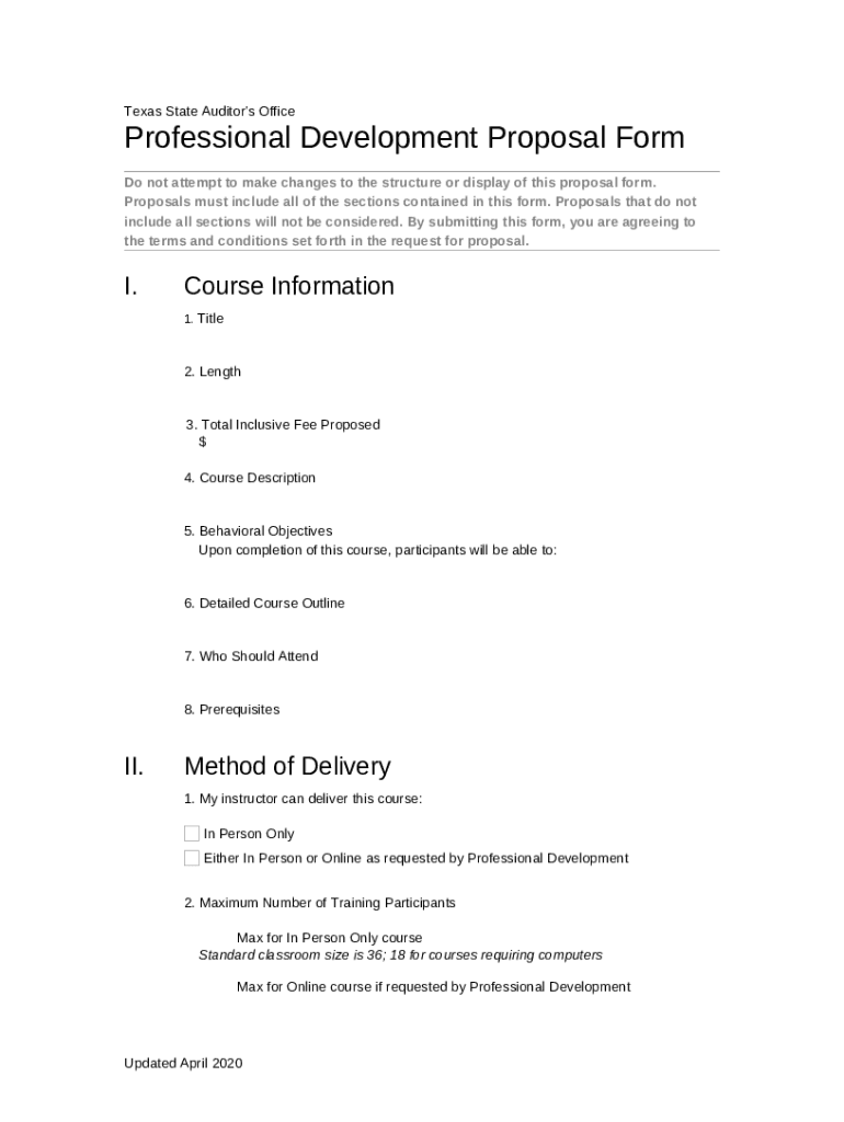 Professional Development Bid Request for Proposal Doc Template