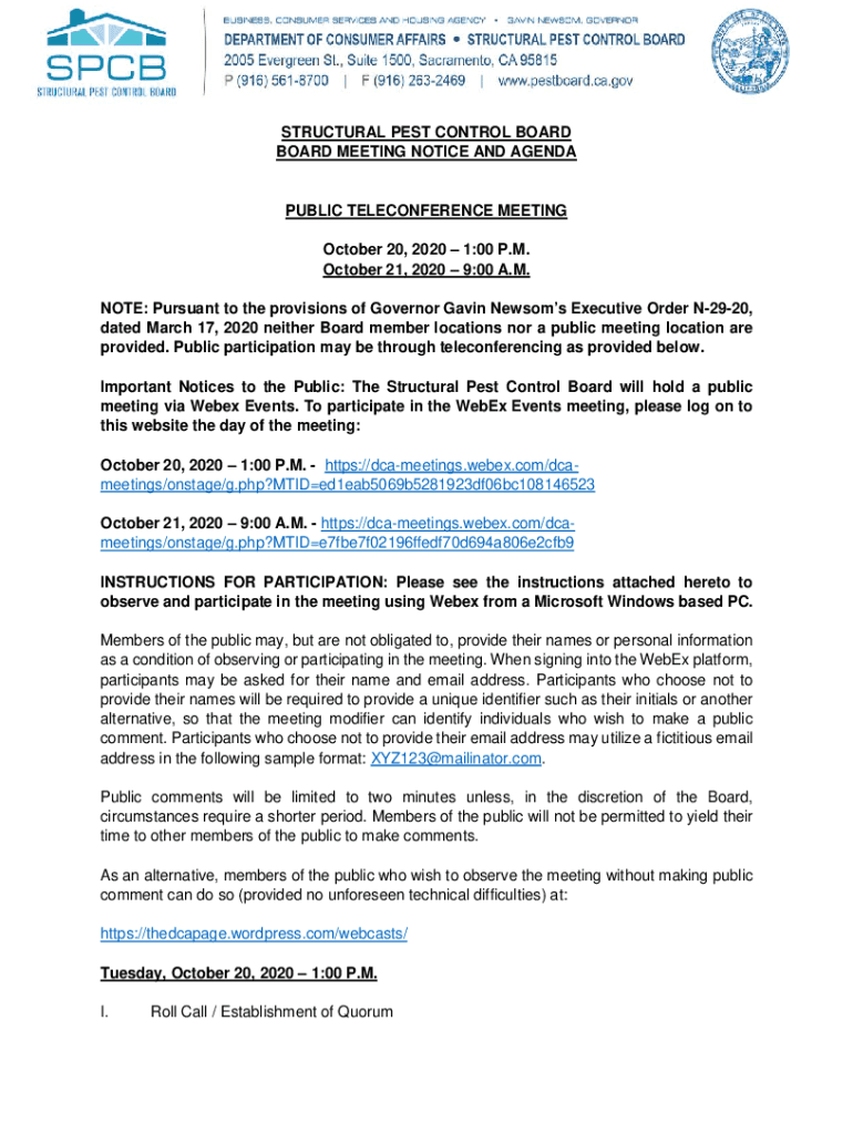 Fillable Online STRUCTURAL PEST CONTROL BOARD FISCAL pestboard.ca