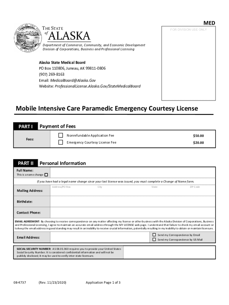 Fillable Online State Medical Board, Professional Licensing, Division