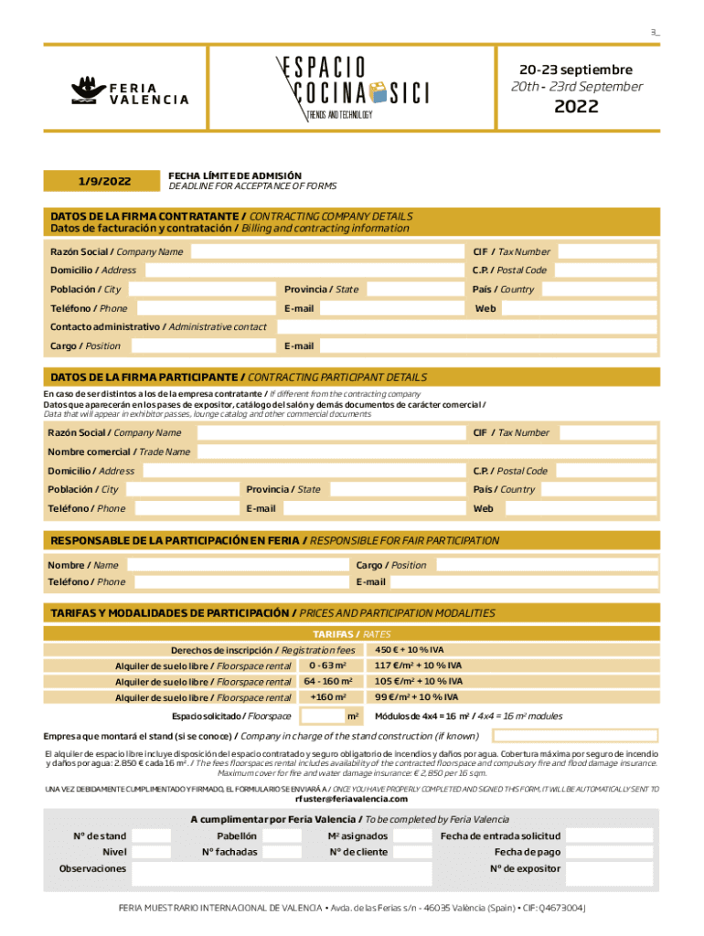 Fillable Online Formulario de Inscripcin Exhibitors Preview on Page 1