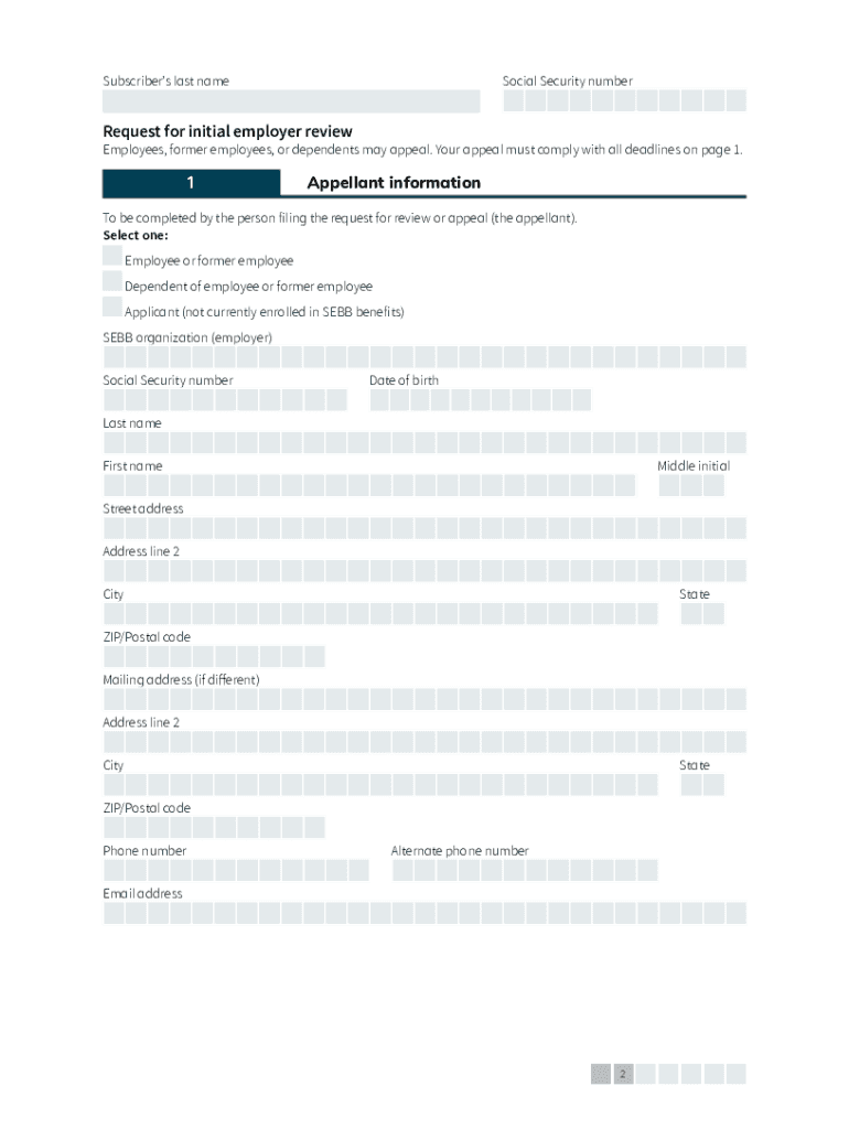 School Employee Request for Review/Notice of Appeal Preview on Page 1