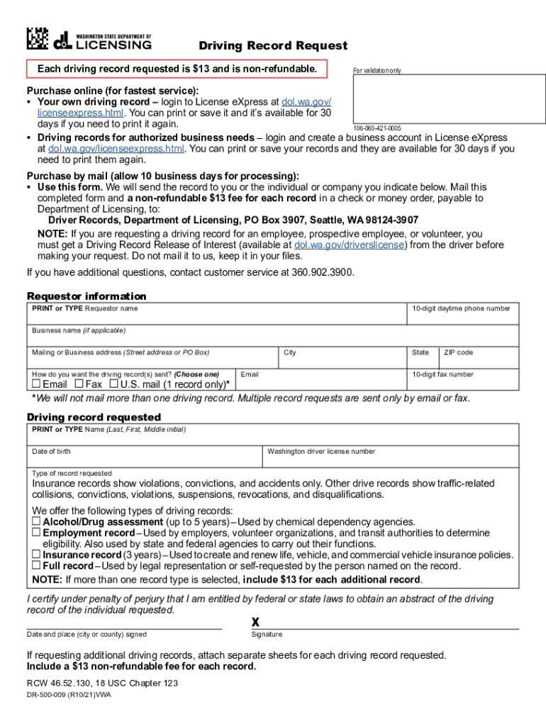 2021 Form WA DR 500 009 Fill Online Printable Fillable Blank PdfFiller