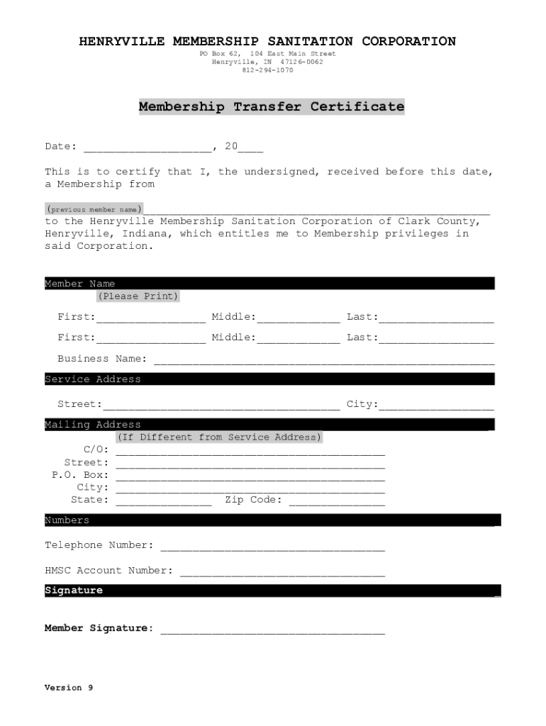 Fillable Online Henryville Public Library at 214 East Main Street in