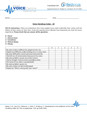 Fillable Online Voice Handicap Index - 10 Fax Email Print - pdfFiller