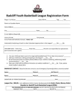 Fillable Online Radcliff Youth Basketball League Registration Form.docx ...