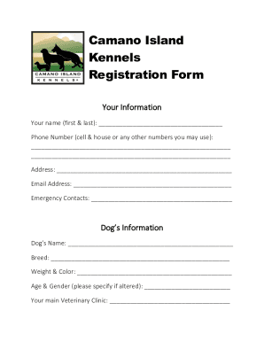 Camano Island Kennels Registration Form