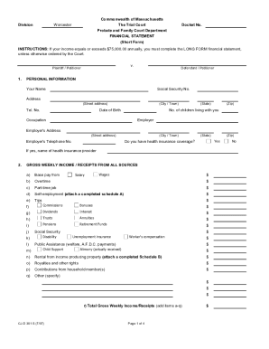 Fillable Online Probate And Family Court Department The Trial Court ...