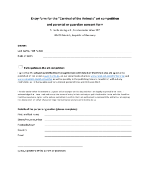 Entry form for the Carnival of the Animals art ...