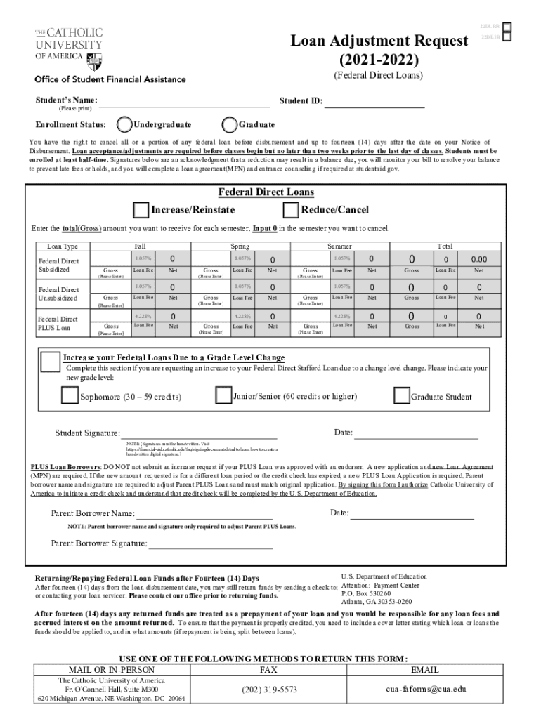 Fillable Online 2021-22 Loan Adjustment Form Fax Email Print - pdfFiller