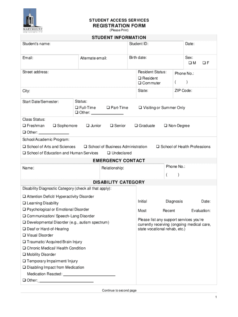 Fillable Online STUDENT ACCESS SERVICES STUDENT INFORMATION RELEASE