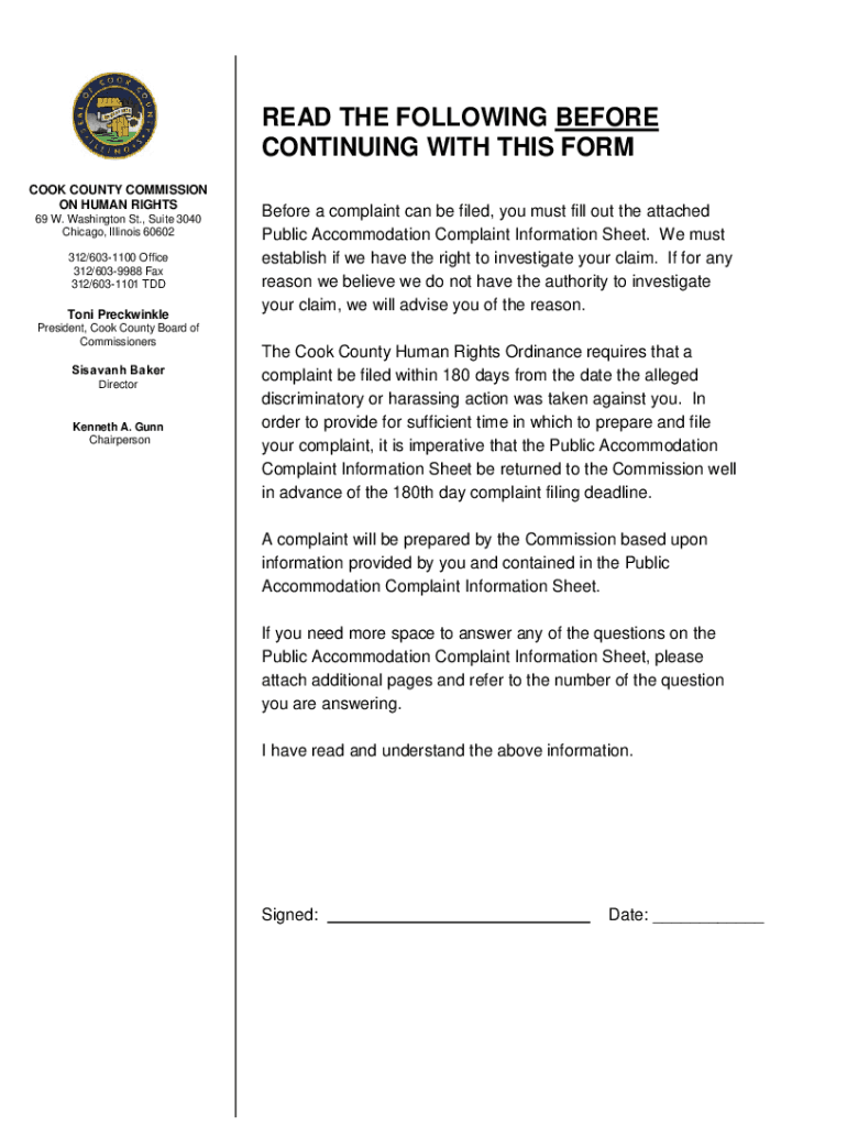 Fillable Online READ THE FOLLOWING BEFORE CONTINUING cookcountyil