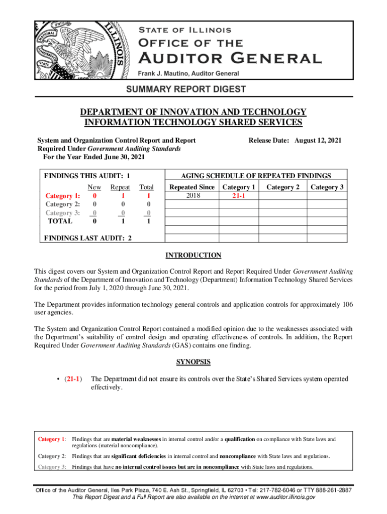 Fillable Online auditor illinois System and Organization Control Report
