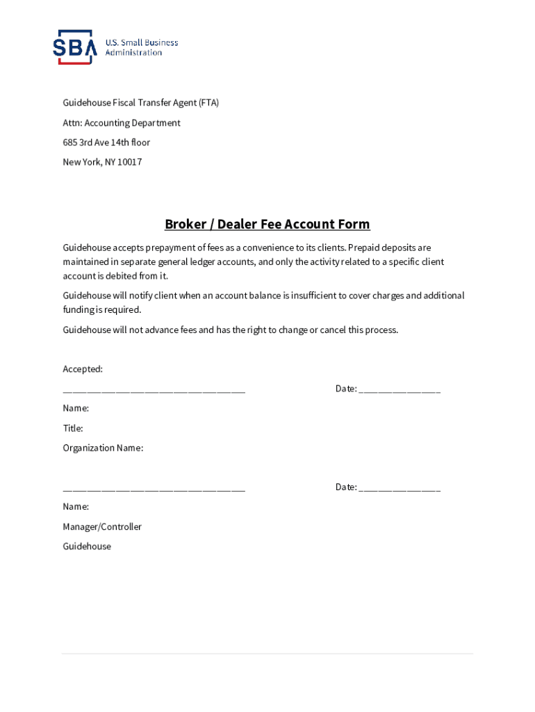 Fillable Online Broker / Dealer Fee Account Form Fax Email Print