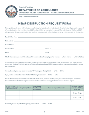 Hemp Destruction Request Form
